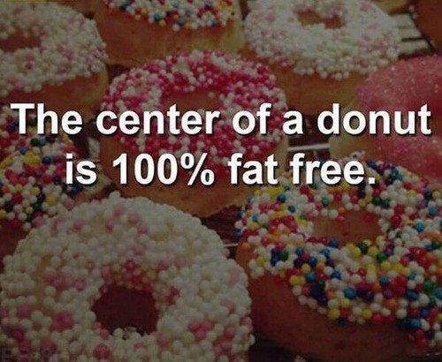 The center of a donut is 100% fat free